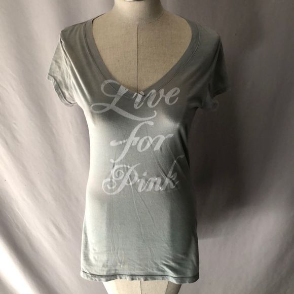 PINK Victoria's Secret Tops - Women’s Gray, Pink by VS V neck T